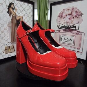 Wild Pair Red Platform Mary Jane Shoes